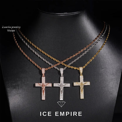 Iced Out Cross 925 Silver Moissanite Pendant
