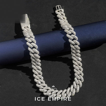 Iced Out Baguette 18K Gold Moissanite Cuban Chain