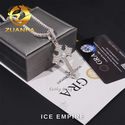 Iced Out Cross Rose Gold Plated Moissanite Pendant