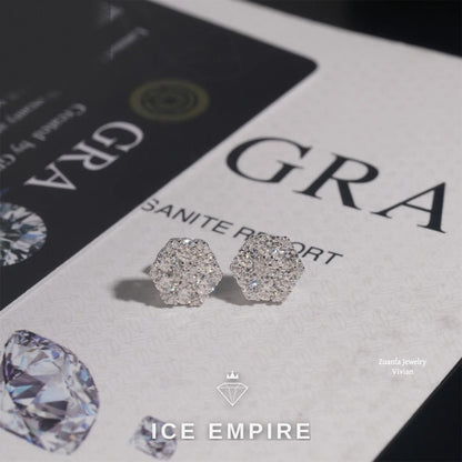 Iced Out 925 Silver Moissanite Stud Earrings