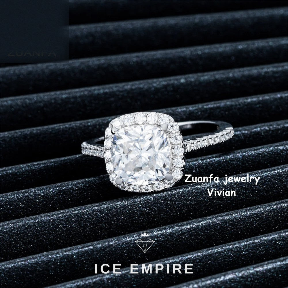 Iced Out 925 Silver Moissanite Ring