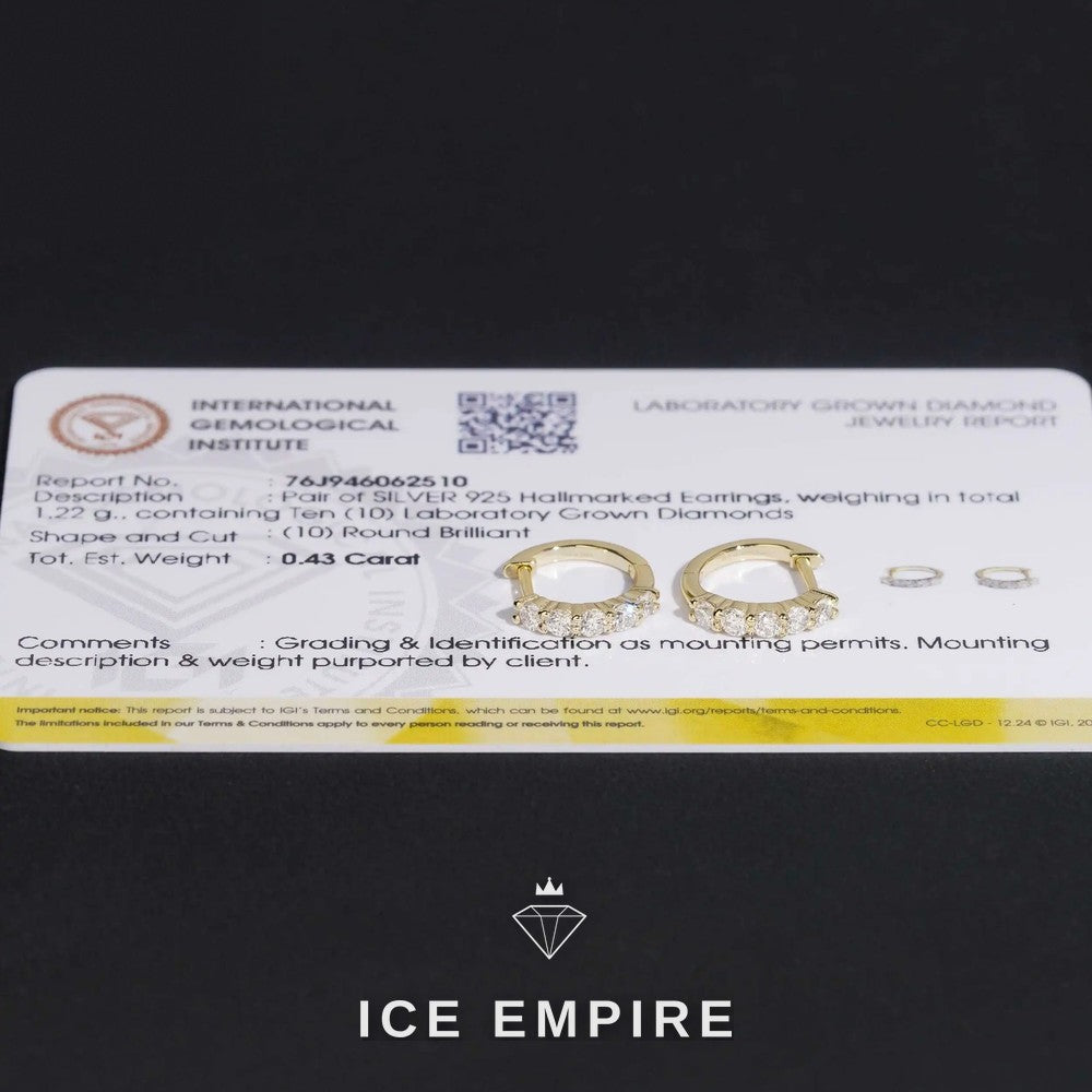 Iced Out Rose Gold Plated Lab Grown Diamond Hoop Earrings