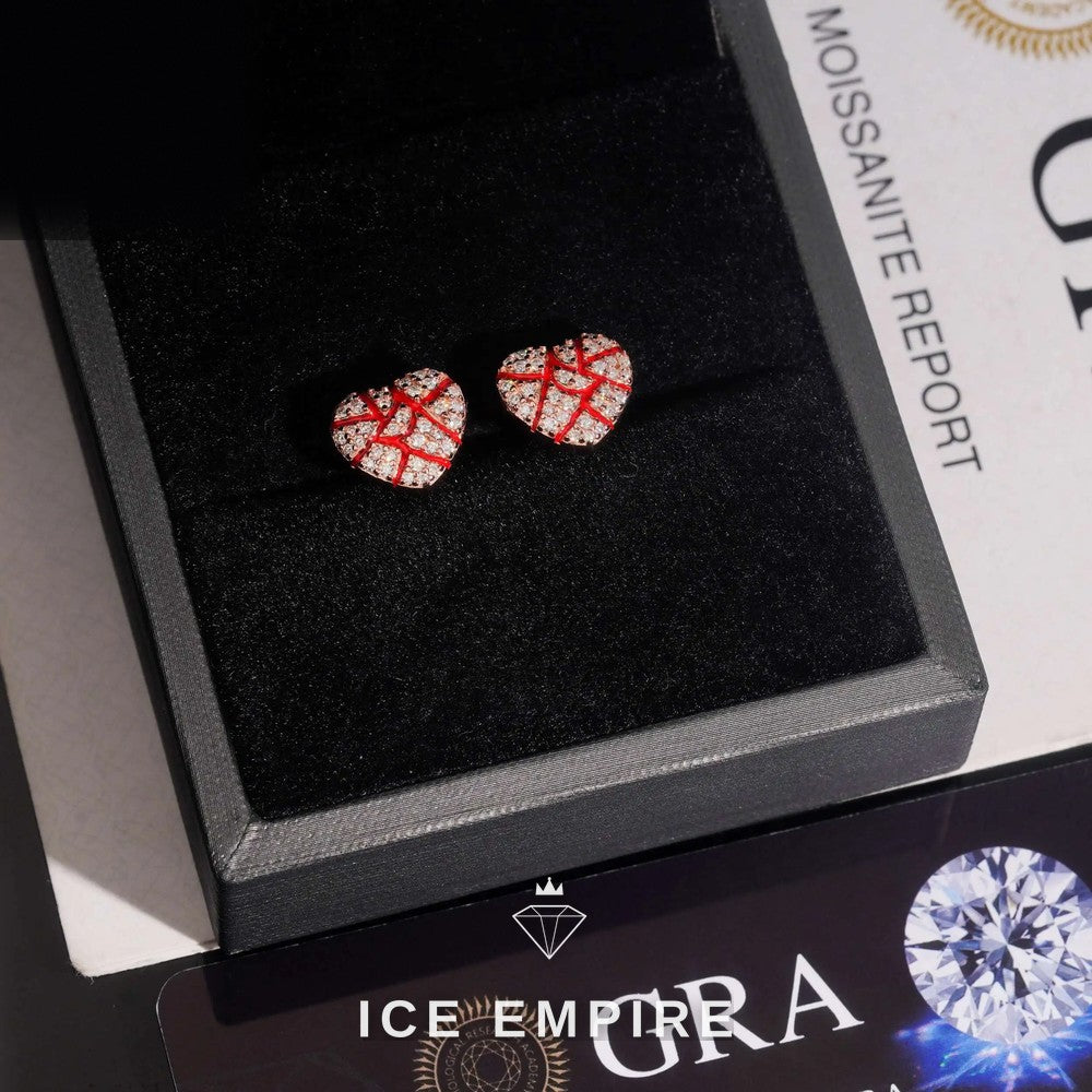 Iced Out Heart 925 Silver Moissanite Earrings