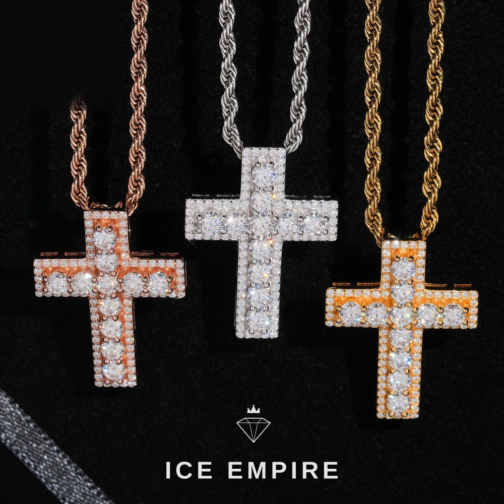 Iced Out Cross Rose Gold Plated Pendant