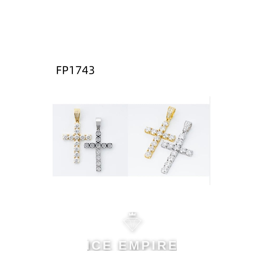 Iced Out Cross Rose Gold Plated Moissanite Pendant