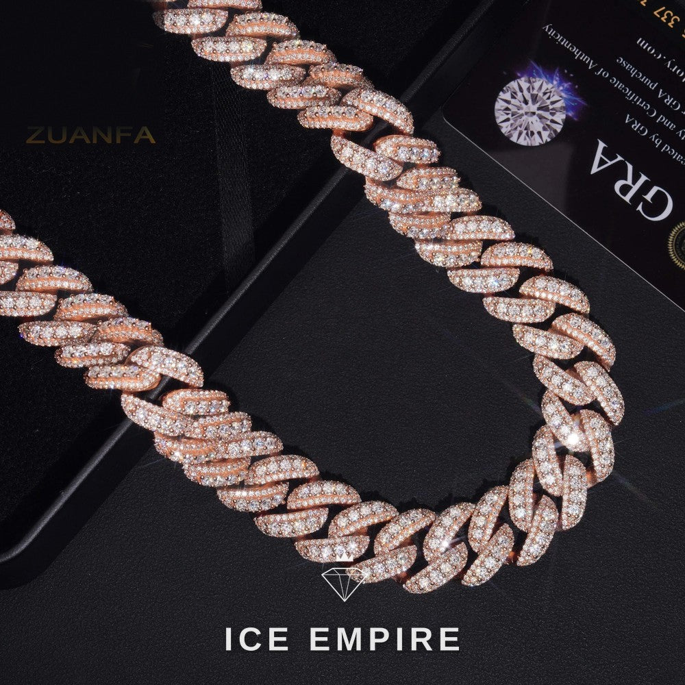 Iced Out Rose Gold Plated Moissanite Cuban Chain