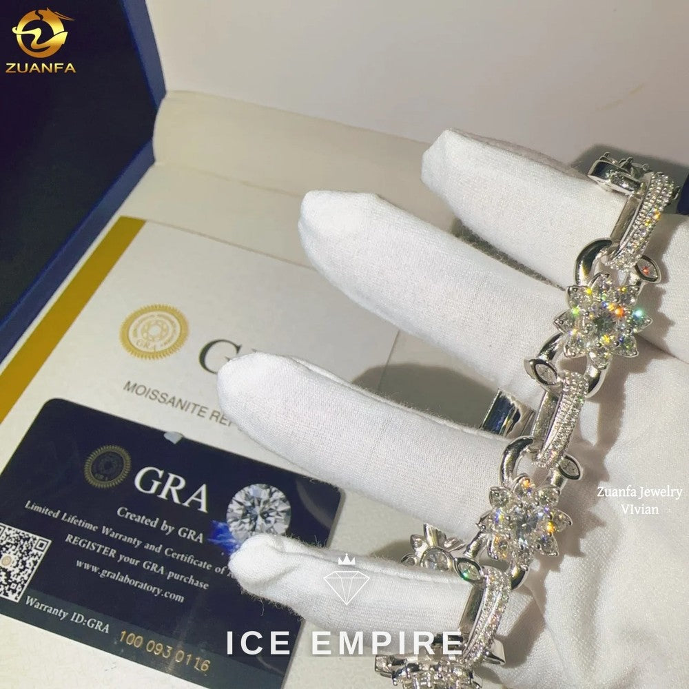 Iced Out 925 Silver Moissanite Cuban Chain