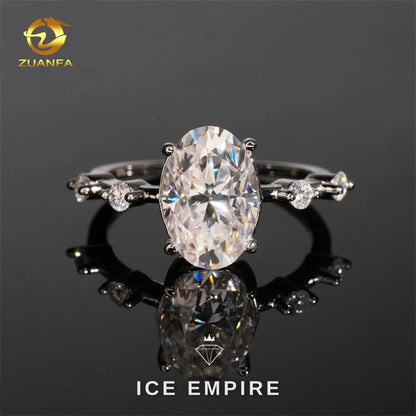 Iced Out 925 Silver Moissanite Engagement Ring