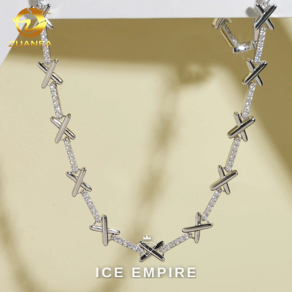 Iced Out Cross Rose Gold Plated Moissanite Cuban Chain