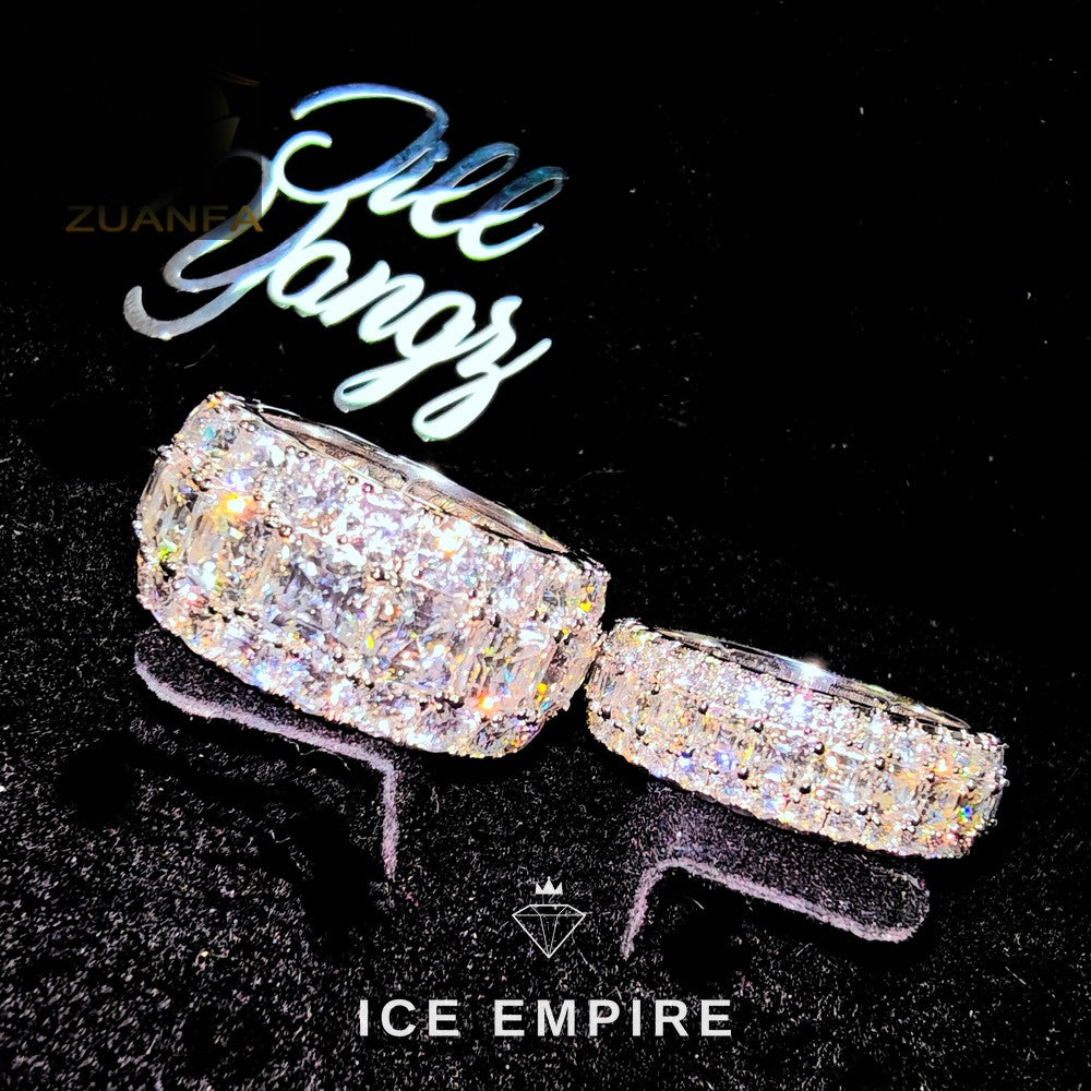 Iced Out Rose Gold Plated Moissanite Engagement Ring