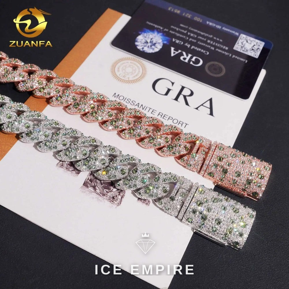 Iced Out 925 Silver Moissanite Cuban Chain