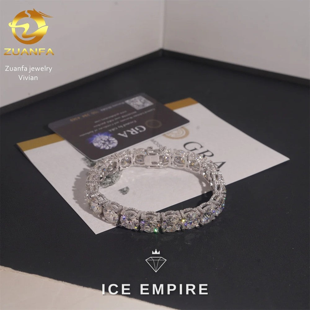 Iced Out 925 Silver Moissanite Tennis Chain