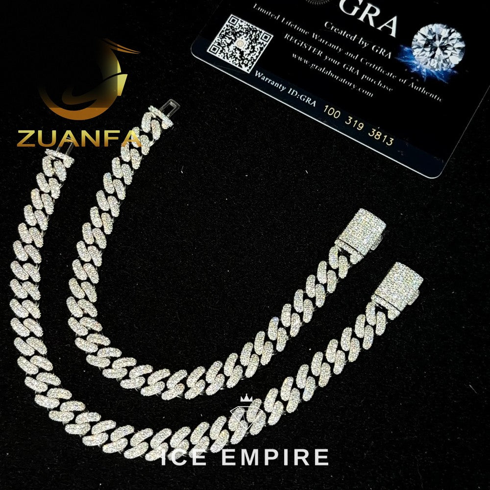 Iced Out 925 Silver Moissanite Cuban Chain
