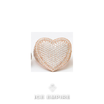 Iced Out Heart 925 Silver Moissanite Ring
