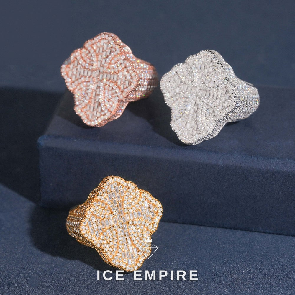 Iced Out Baguette 925 Silver Moissanite Ring