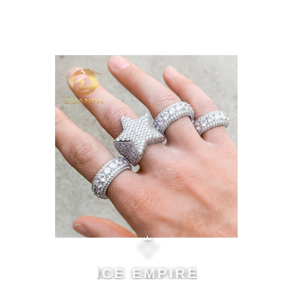 Iced Out 925 Silver Moissanite Ring