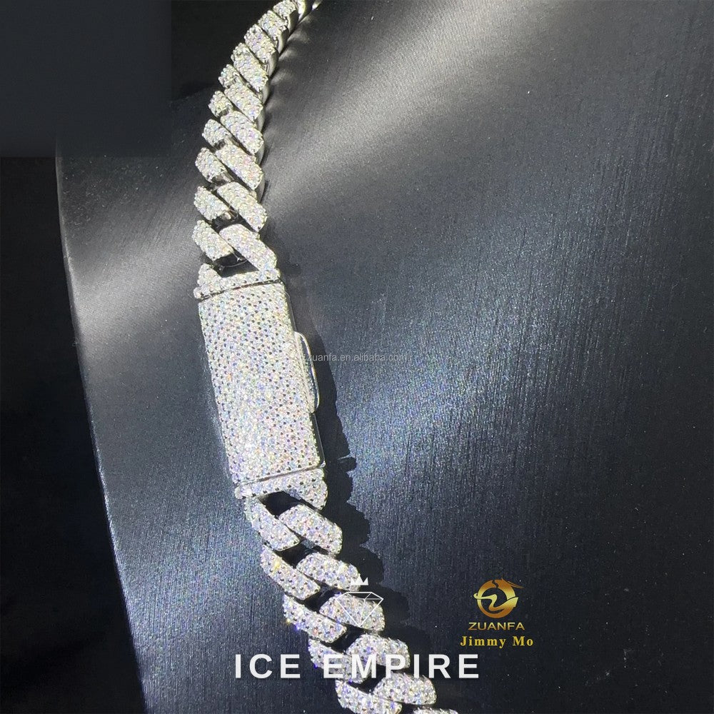Iced Out 925 Silver Moissanite Cuban Chain