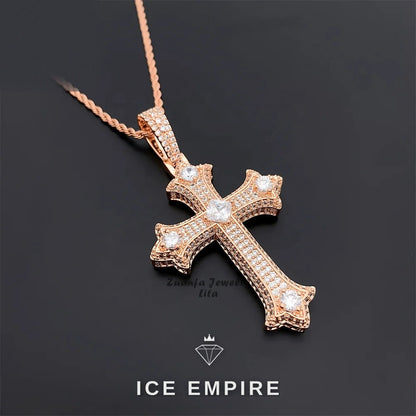 Iced Out Cross 925 Silver Moissanite Pendant