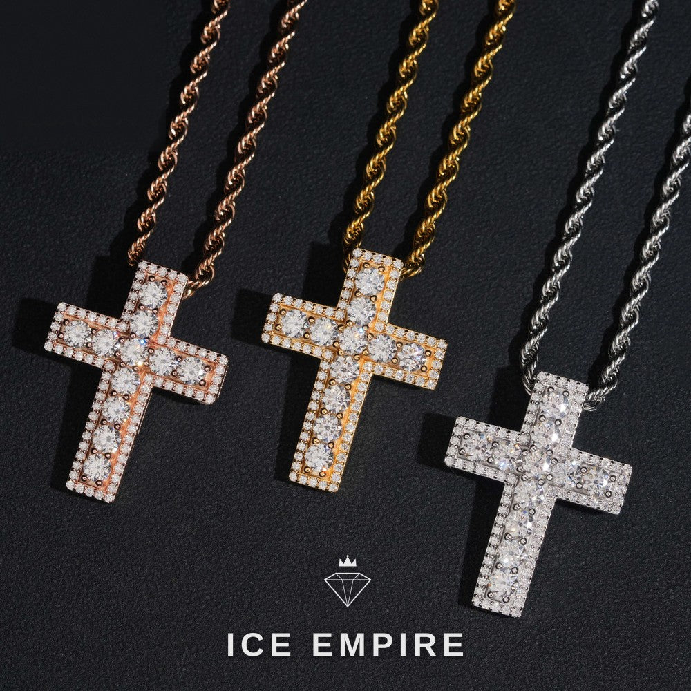 Iced Out Cross Rose Gold Plated Pendant