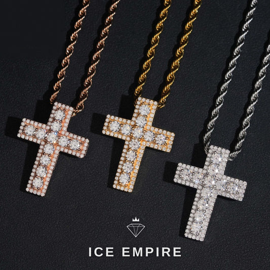 Iced Out Cross Rose Gold Plated Pendant