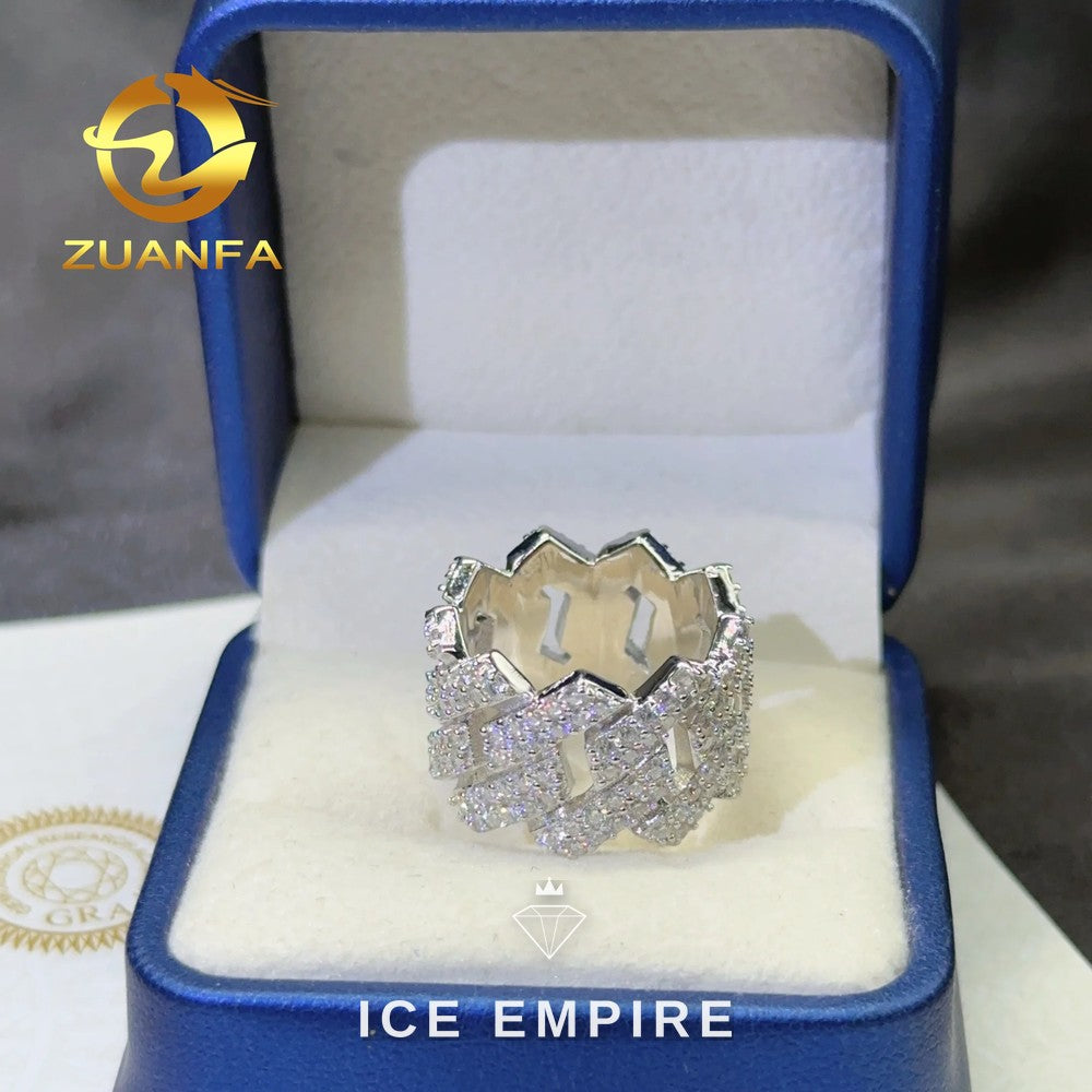 Iced Out 925 Silver Moissanite Ring