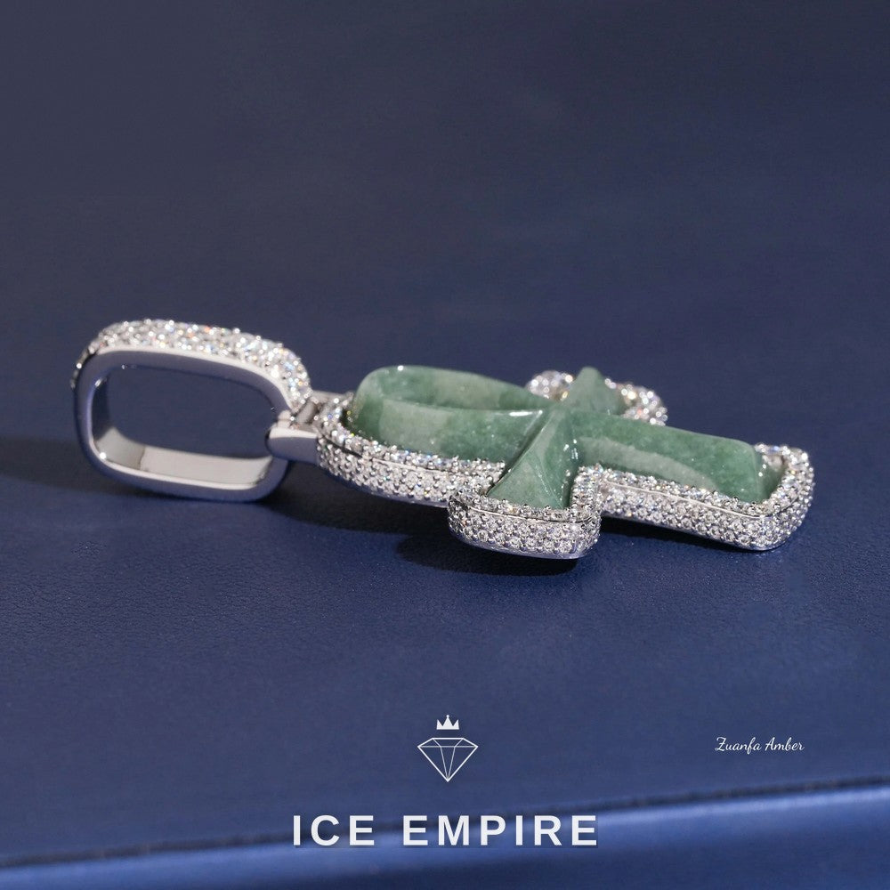 Iced Out Cross 925 Silver Lab Grown Diamond Pendant
