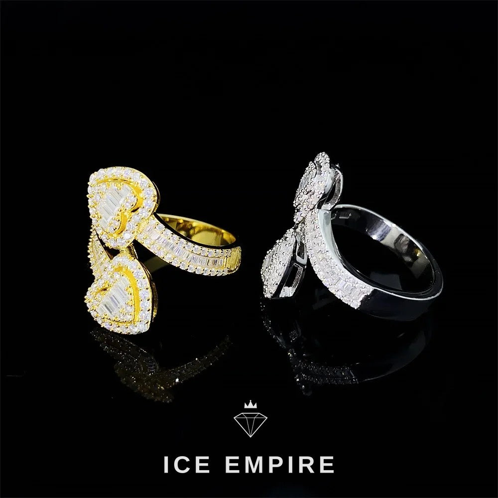 Iced Out Heart Gold Plated Moissanite Ring