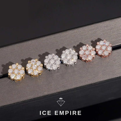 Iced Out Cluster 925 Silver Moissanite Stud Earrings