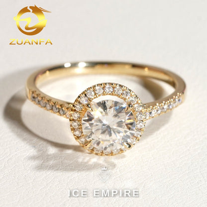 Iced Out 10K Gold Moissanite Engagement Ring