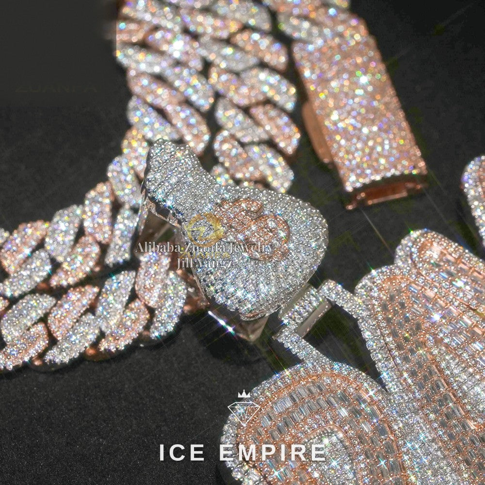 Iced Out Cross 925 Silver Pendant