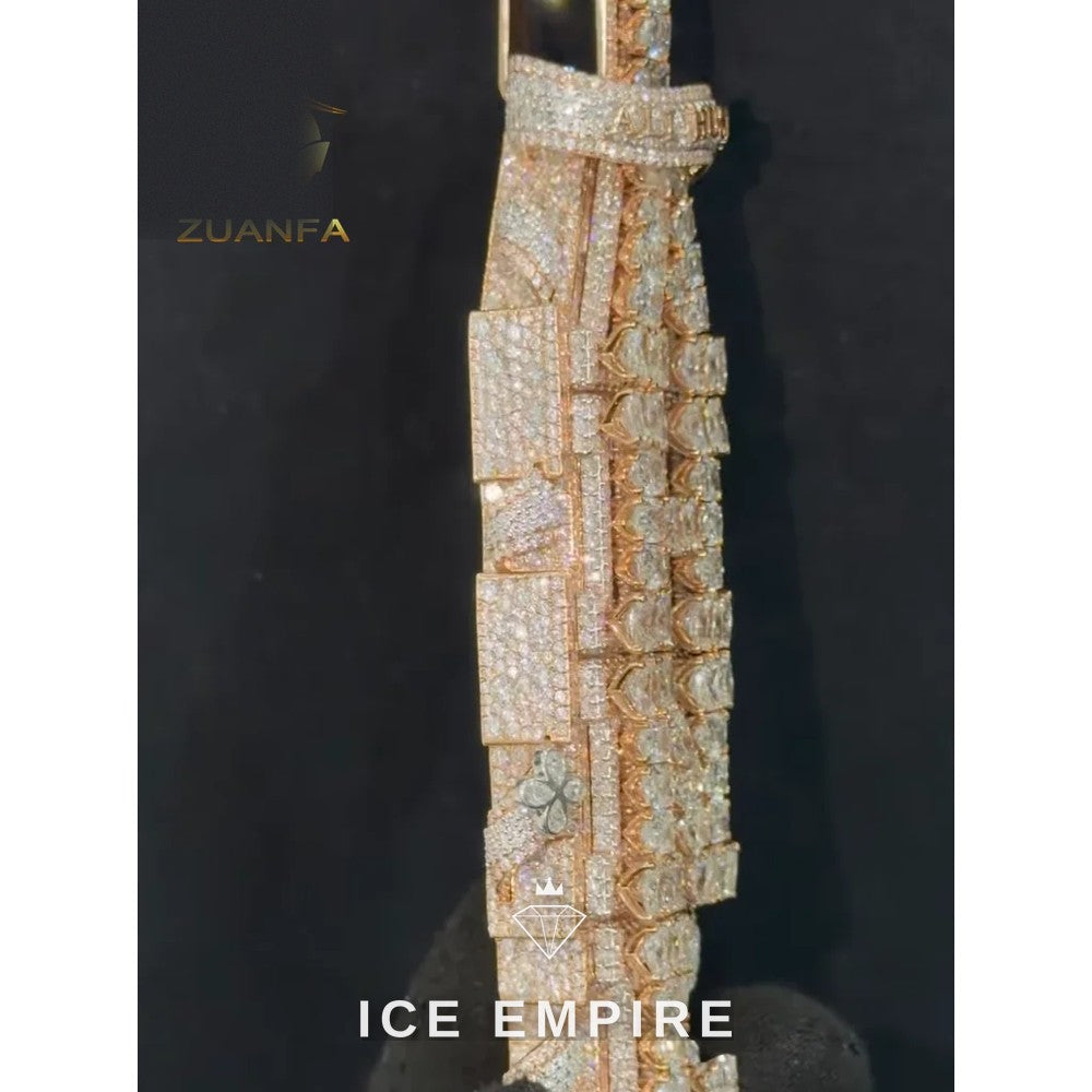 Iced Out Rose Gold Plated Moissanite Tennis Chain