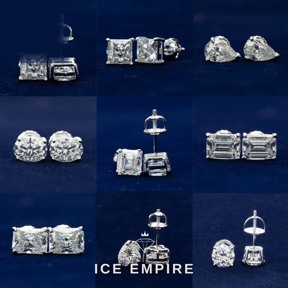 Iced Out Rose Gold Plated Moissanite Stud Earrings