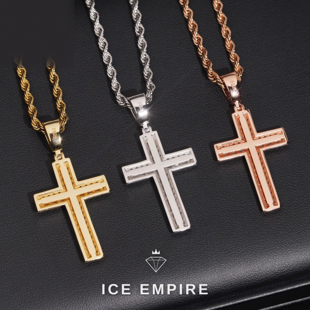 Iced Out Cross 925 Silver Moissanite Pendant