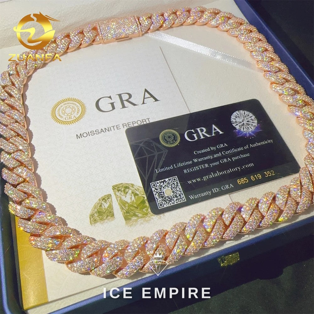 Iced Out Rose Gold Plated Moissanite Cuban Chain
