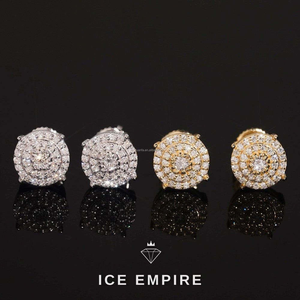 Iced Out Cluster Gold Plated Lab Grown Diamond Stud Earrings