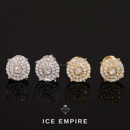 Iced Out Cluster Gold Plated Lab Grown Diamond Stud Earrings