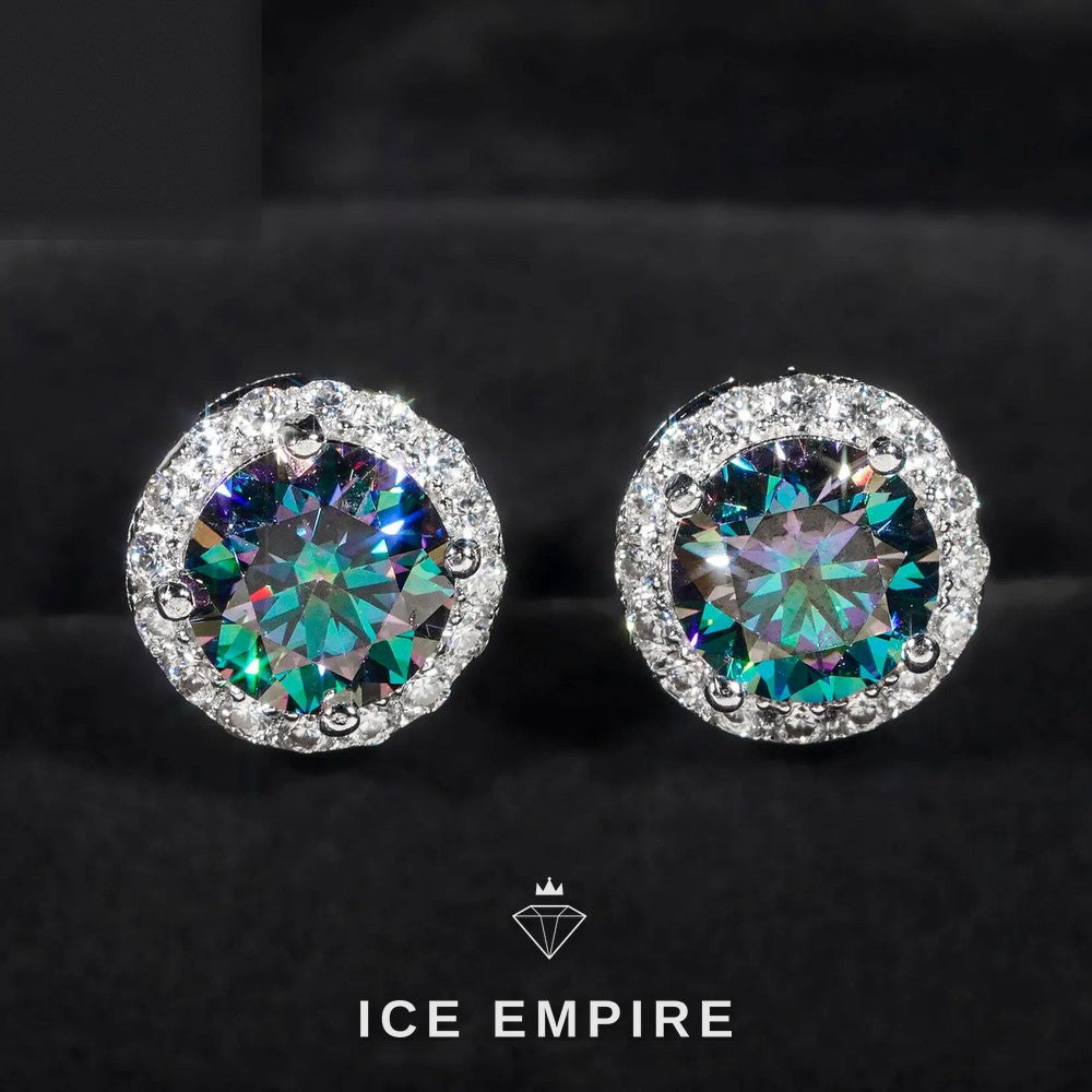 Iced Out 925 Silver Moissanite Stud Earrings