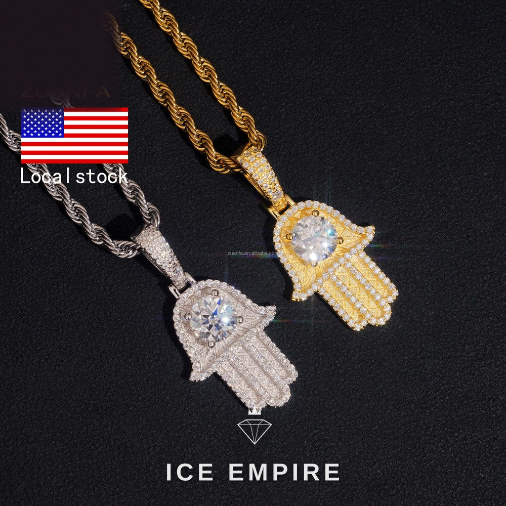 Iced Out 14K Gold Moissanite Pendant