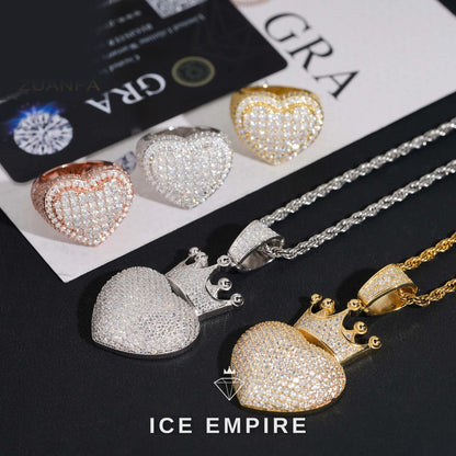 Iced Out Heart Gold Plated Moissanite Pendant