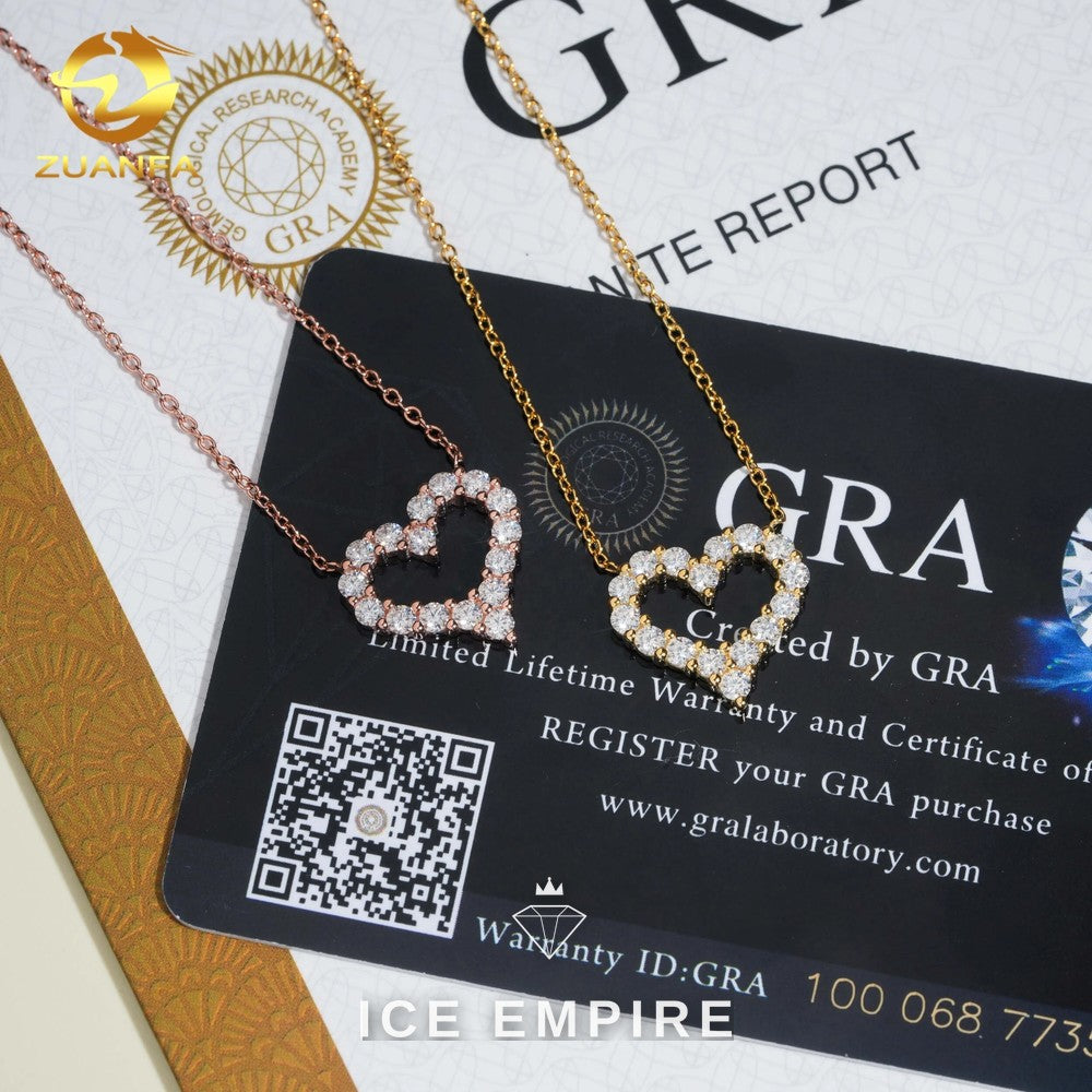 Iced Out Heart 925 Silver Moissanite Pendant