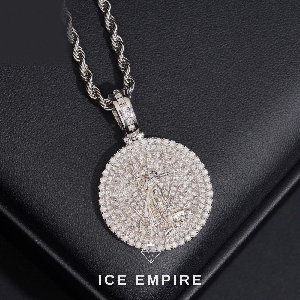 Iced Out 14K Gold Moissanite Pendant