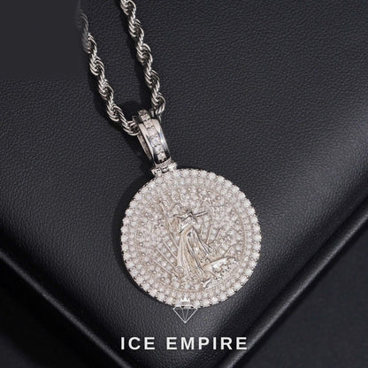 Iced Out 14K Gold Moissanite Pendant