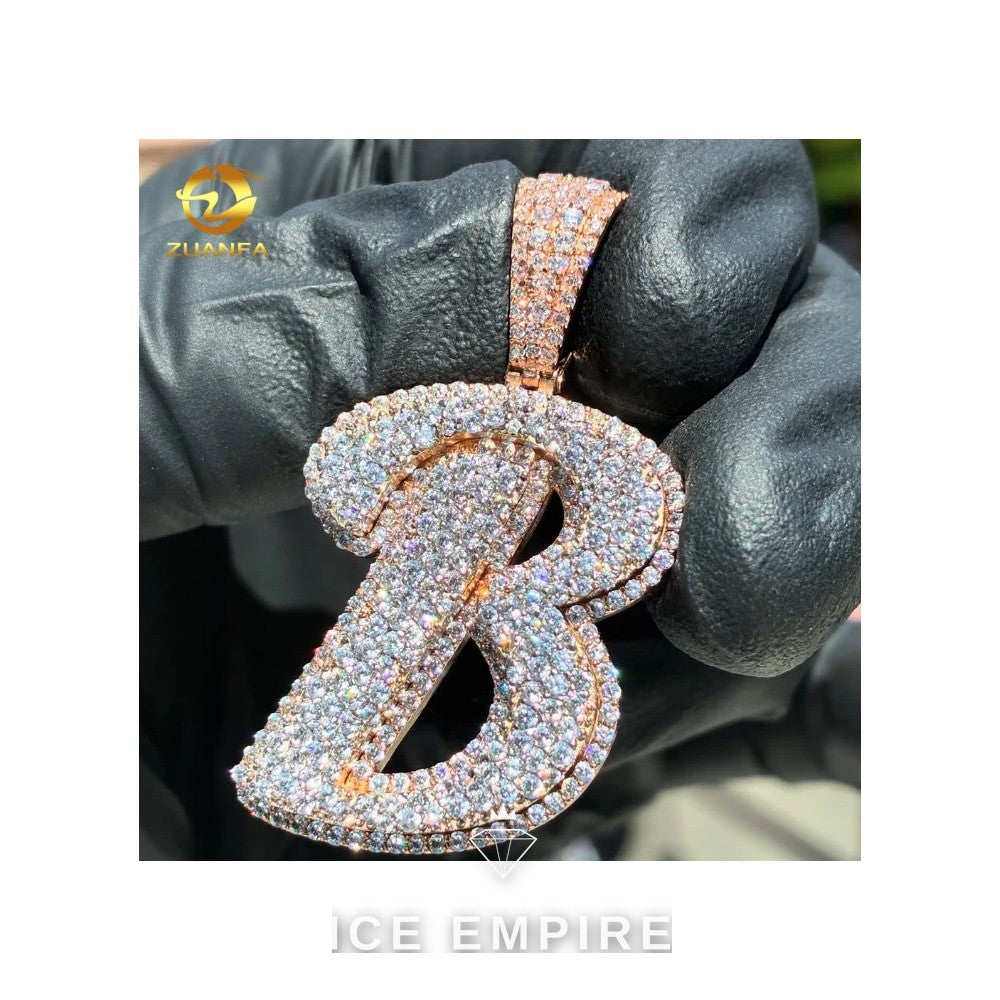 Iced Out Rose Gold Plated Moissanite Pendant