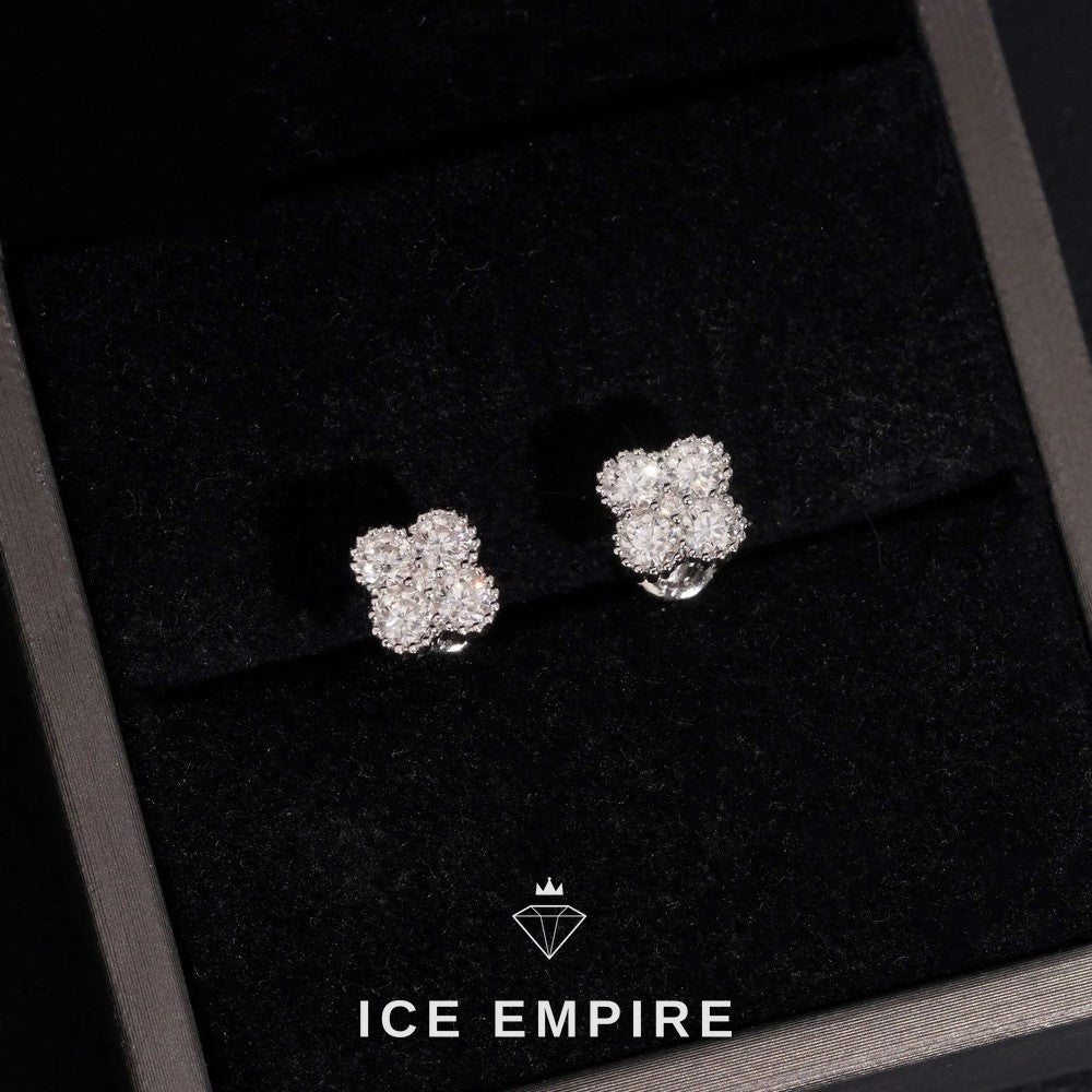Iced Out 925 Silver Moissanite Stud Earrings