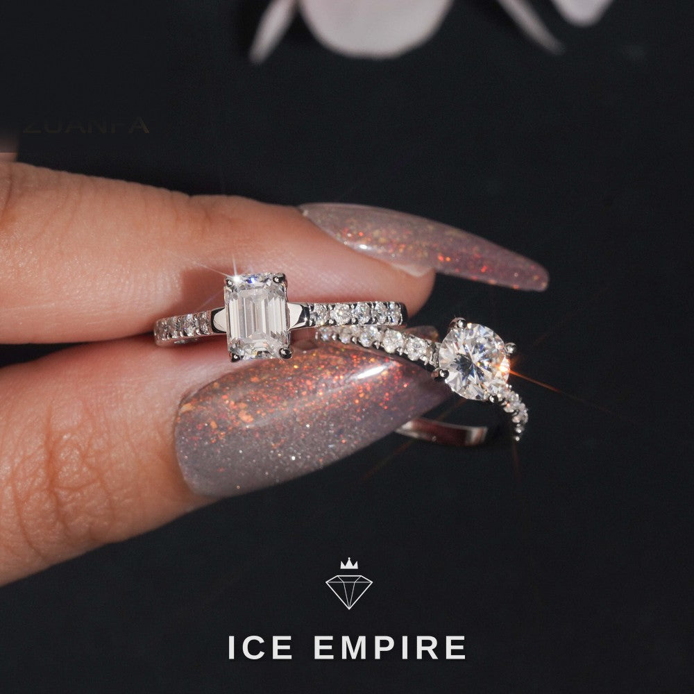 Iced Out 925 Silver Moissanite Wedding Band