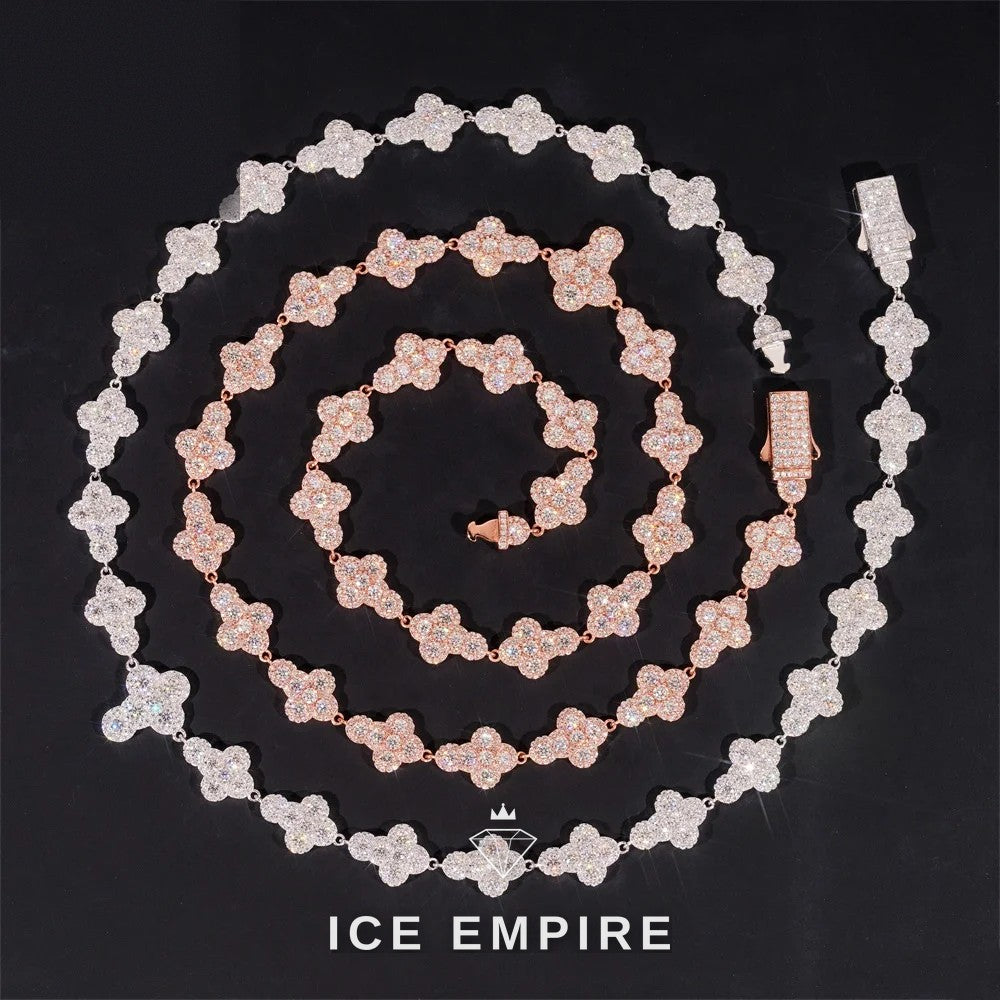 Iced Out Cross Rose Gold Plated Moissanite Cuban Chain