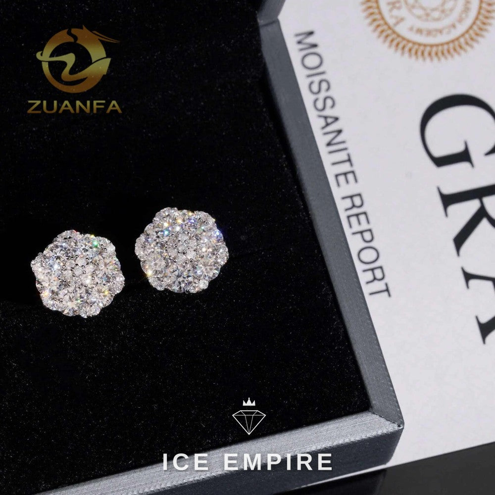 Iced Out 925 Silver Moissanite Earrings