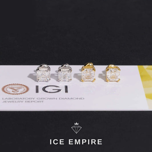 Iced Out 10K Gold Lab Grown Diamond Stud Earrings