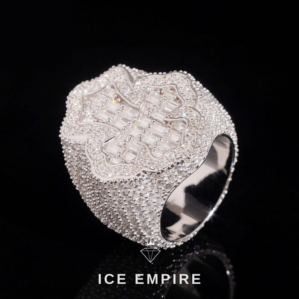 Iced Out Baguette Rose Gold Plated Moissanite Ring