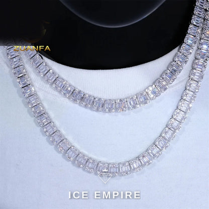 Iced Out Baguette Rose Gold Plated Moissanite Cuban Chain